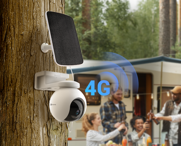 Kit camara+panel ezviz 4G, 3MP, PR360, Vision a color en la noche