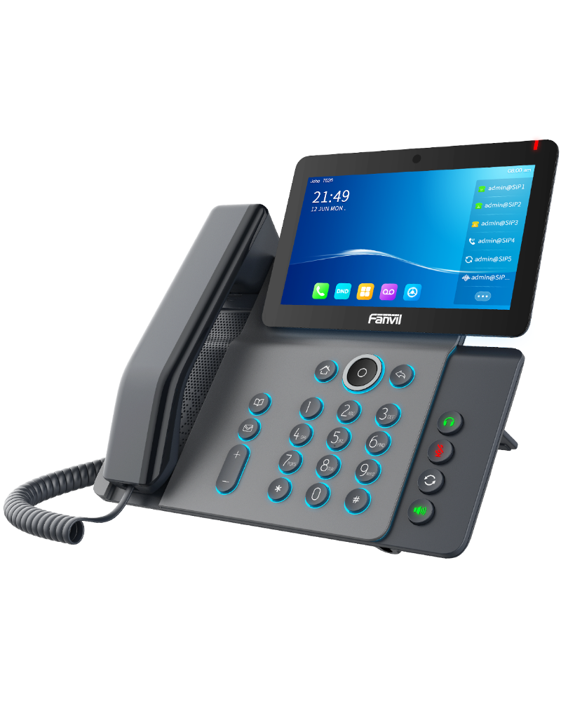 Videotelefono IP Inteligente Empresarial Wifi Fanvil, Android 9.0, 20 Líneas SIP, POE, con Cámara de 5MP.