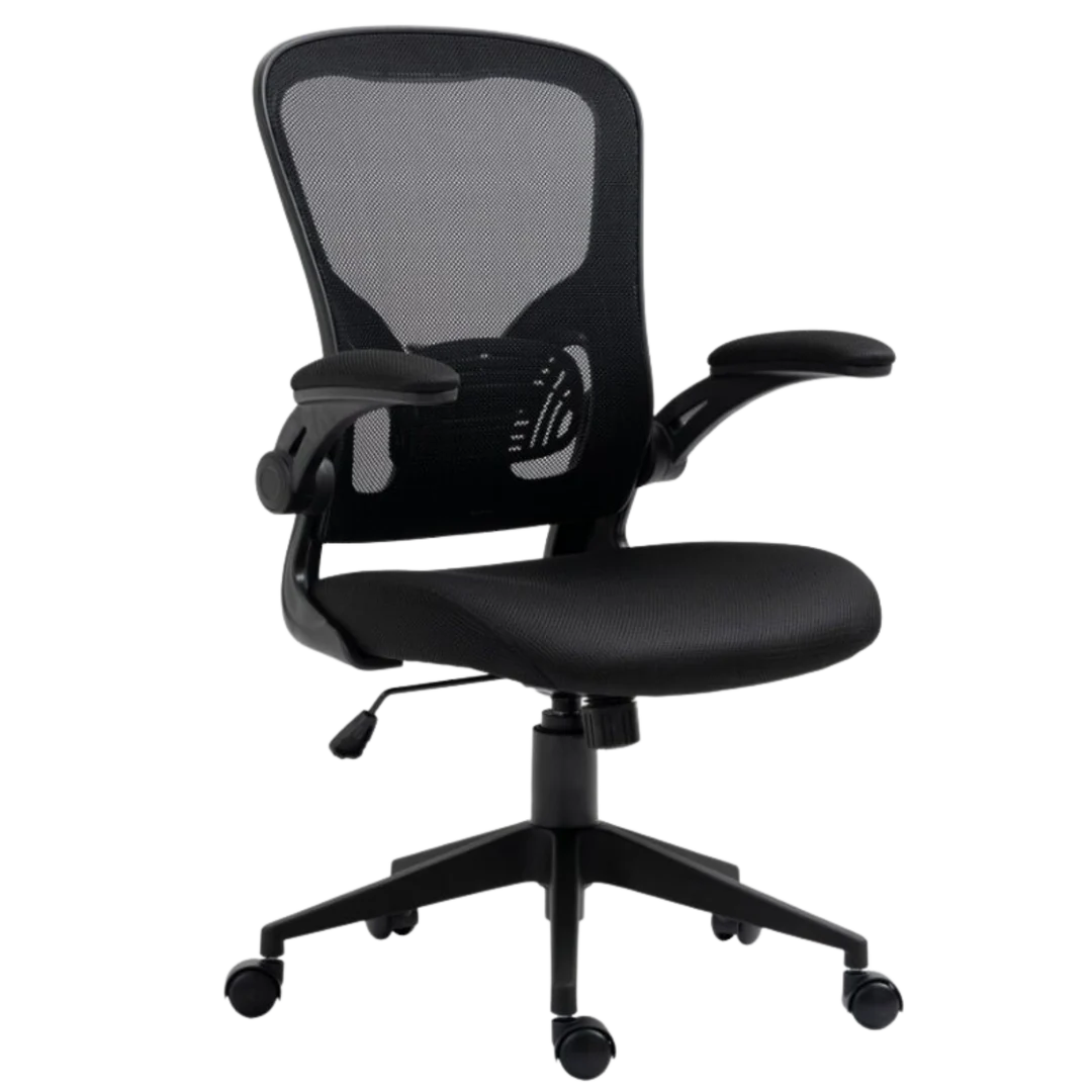 Silla SIT Ejecutiva, respaldar medio, superficie de nylon, reposabrazos ajustables. Color Negro. Peso: 200Lbs.