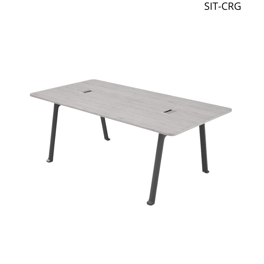 Mesa de Conferencia SIT, Rectangular, Base de acero. Color Gris y Blanco. 2000W*1000D*750H.