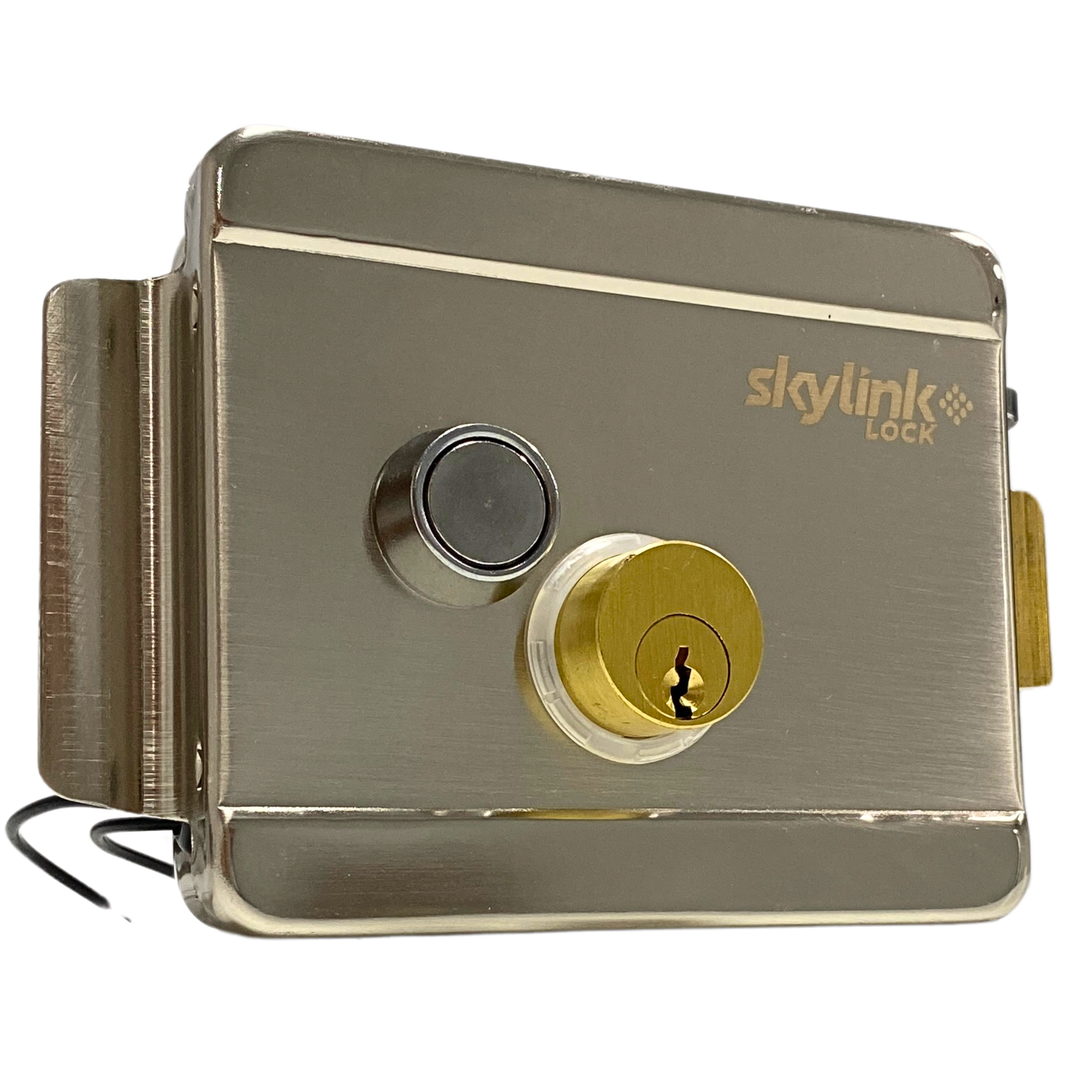 CERRADURA ELECTRICA SKYLINK CON BOTON DE SALIDA, INCLUYE LLAVE, EXTERIOR, IZQUIERDA Y DERECHA