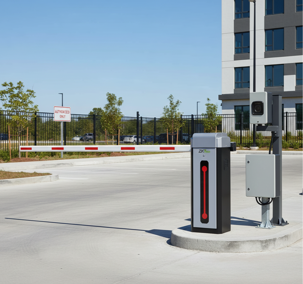Barrera vehicular ZKTeco con brazo telescópico con controlador de lector UHF, 6 metros