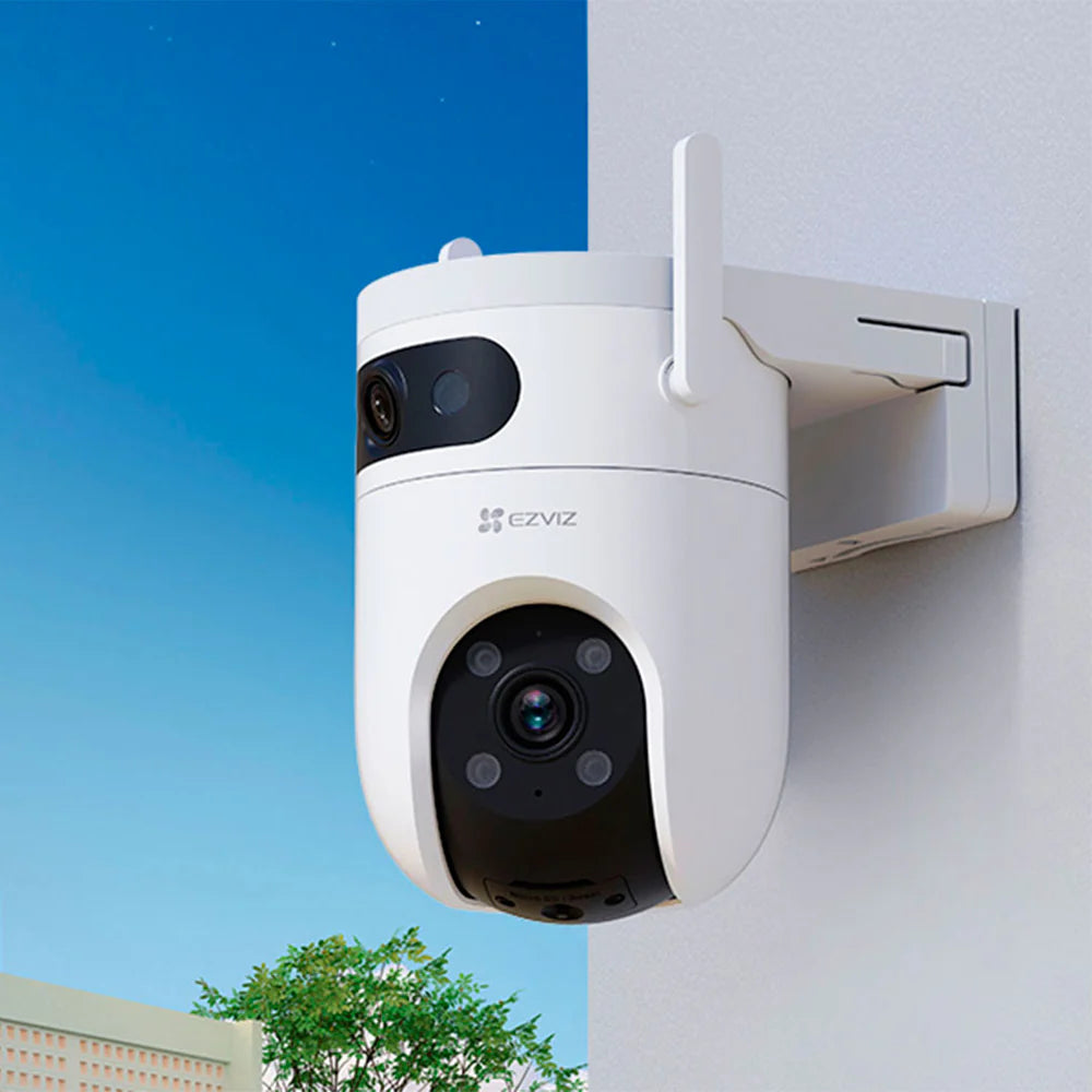 Cámara EZVIZ Wifi, H9C-3MP,5MP, IP66, Doble lente, color 24/7, Audio birideccional, 360° Panorámica PPT.