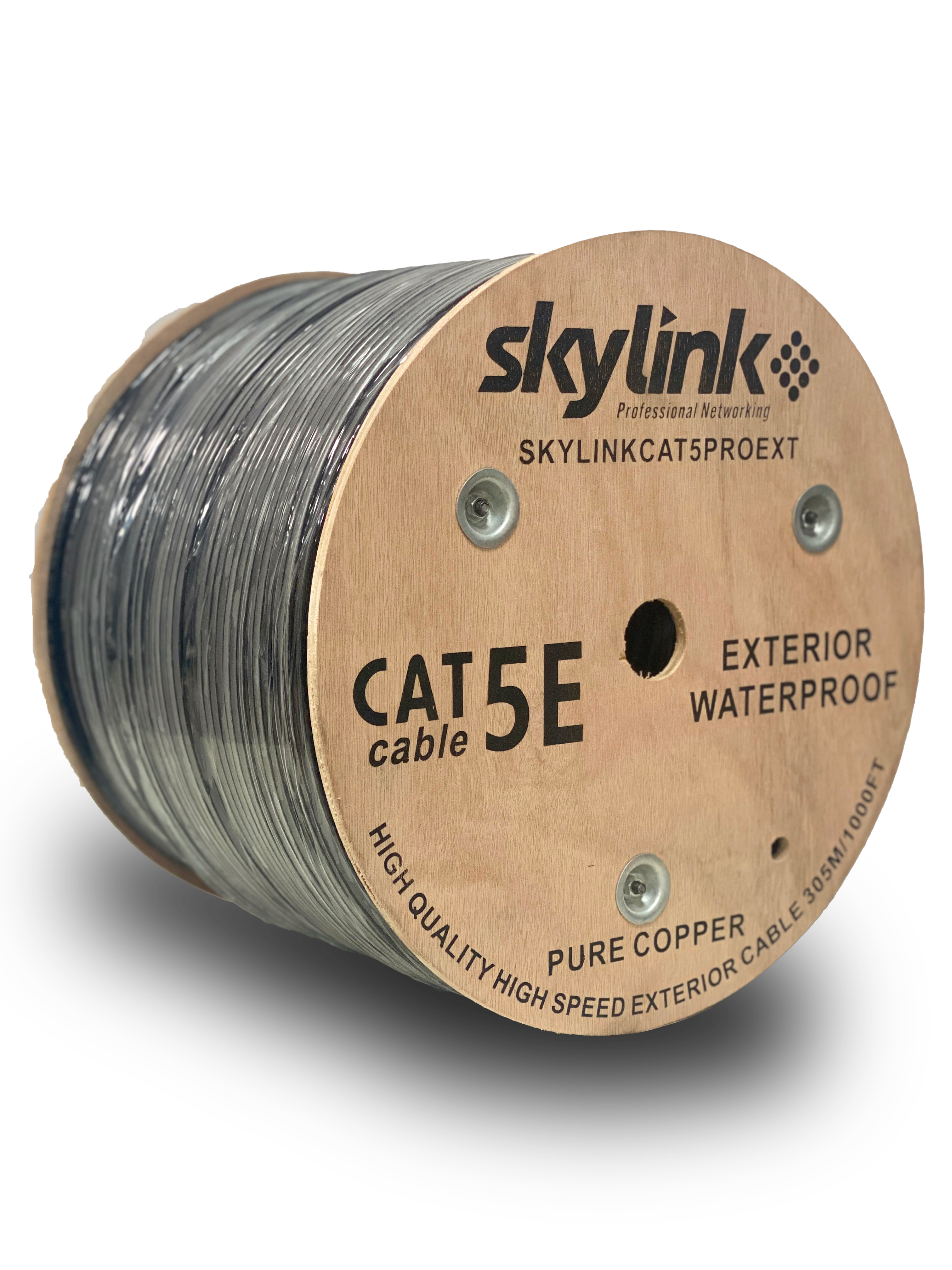 CABLE CAT5 100% COBRE SKYLINK UTP COLOR NEGRO 1000 PIES POR ROLLO, EXTERIOR, CERTIFICADO RoHS, CCE