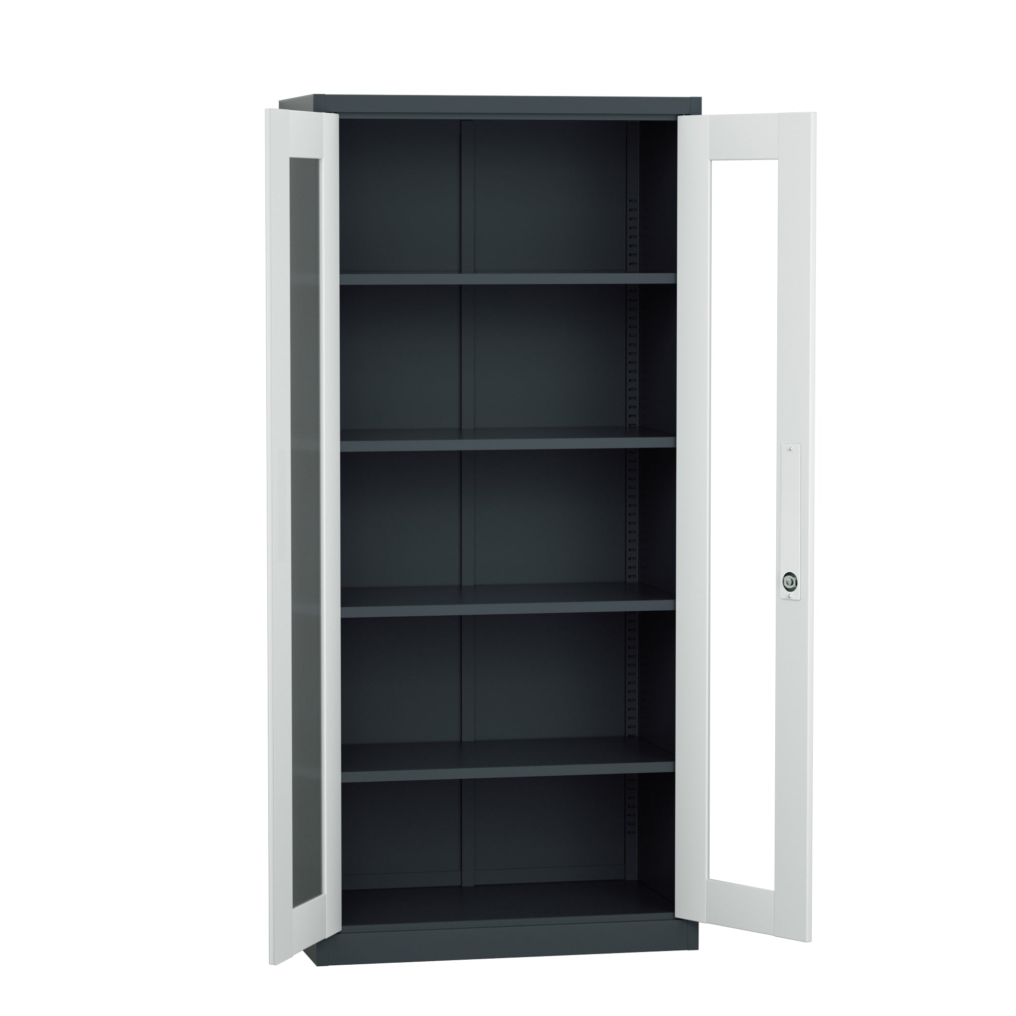 ARMARIO IOFFICE ARCHIVADOR 2 PUERTAS DE VIDRIO, ACERO,GRIS CLARO Y NEGRO, AJUSTABLES,185x90x40cm