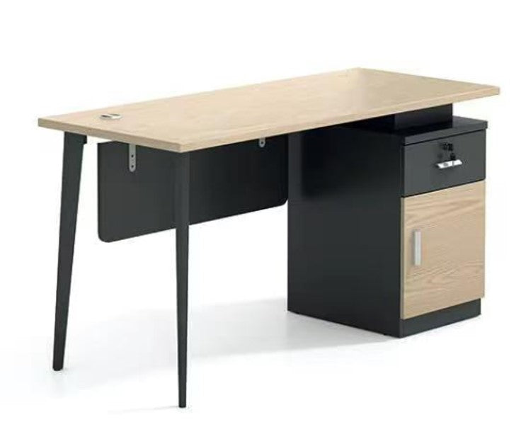 ESCRITORIO SIT COLOR NEGRO+BEIGE, BASE CUADRADA, 1 GAVETA, 1 ALMACENAMIENTO, W120CM x D60CM x H75CM