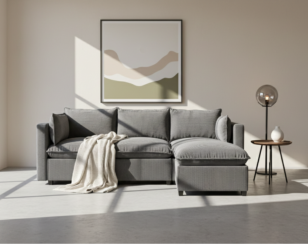 Sofá SIT Louren foam de alta densidad color beige, negro, gris / medida 212 x 155 x 68/84 cm / SIT-LOUREN