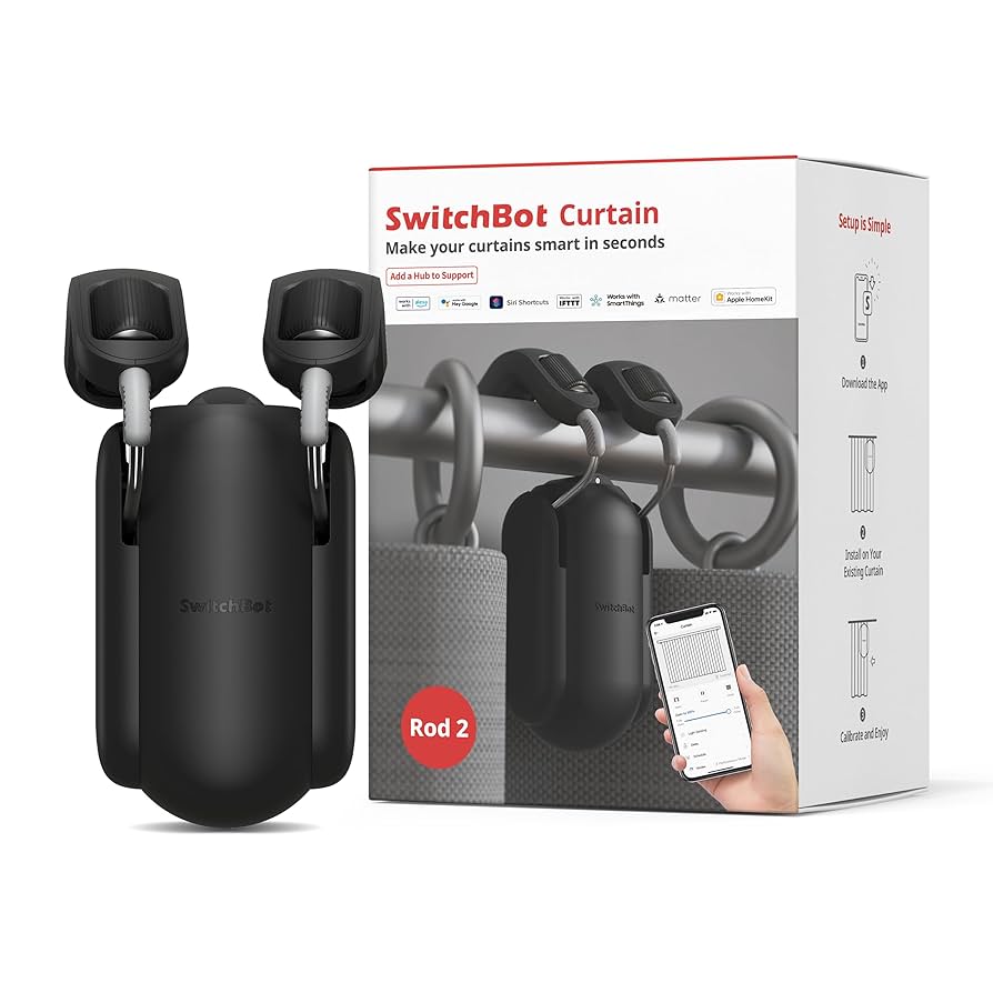 Motor eléctrico inteligente de cortina SwitchBot, Control automático con APP , Cortina TIPO Rod
