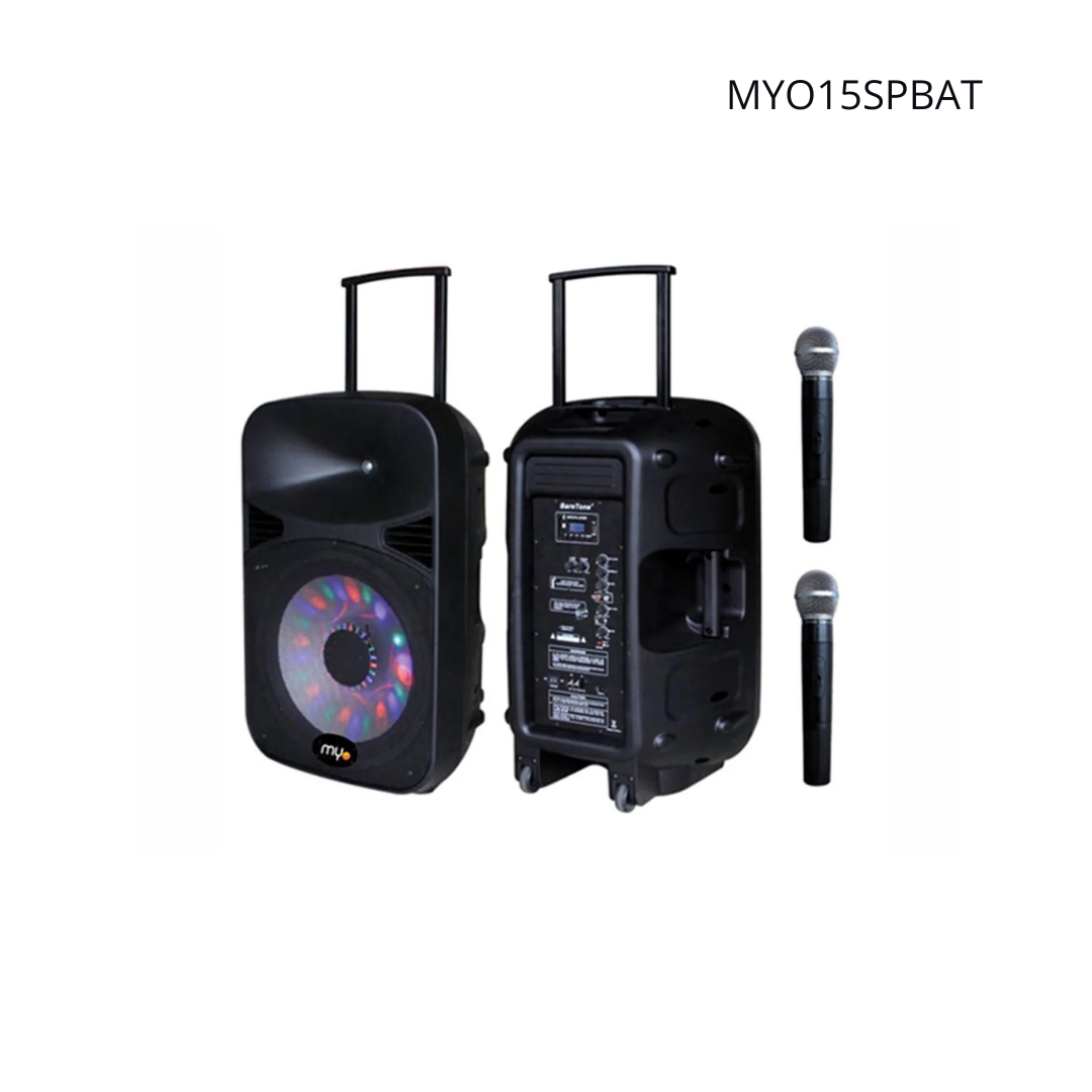 Parlante MYO, 2 Vías, 15 Woofer, Bluetooth, 120W, Micrófono, Con Batería.