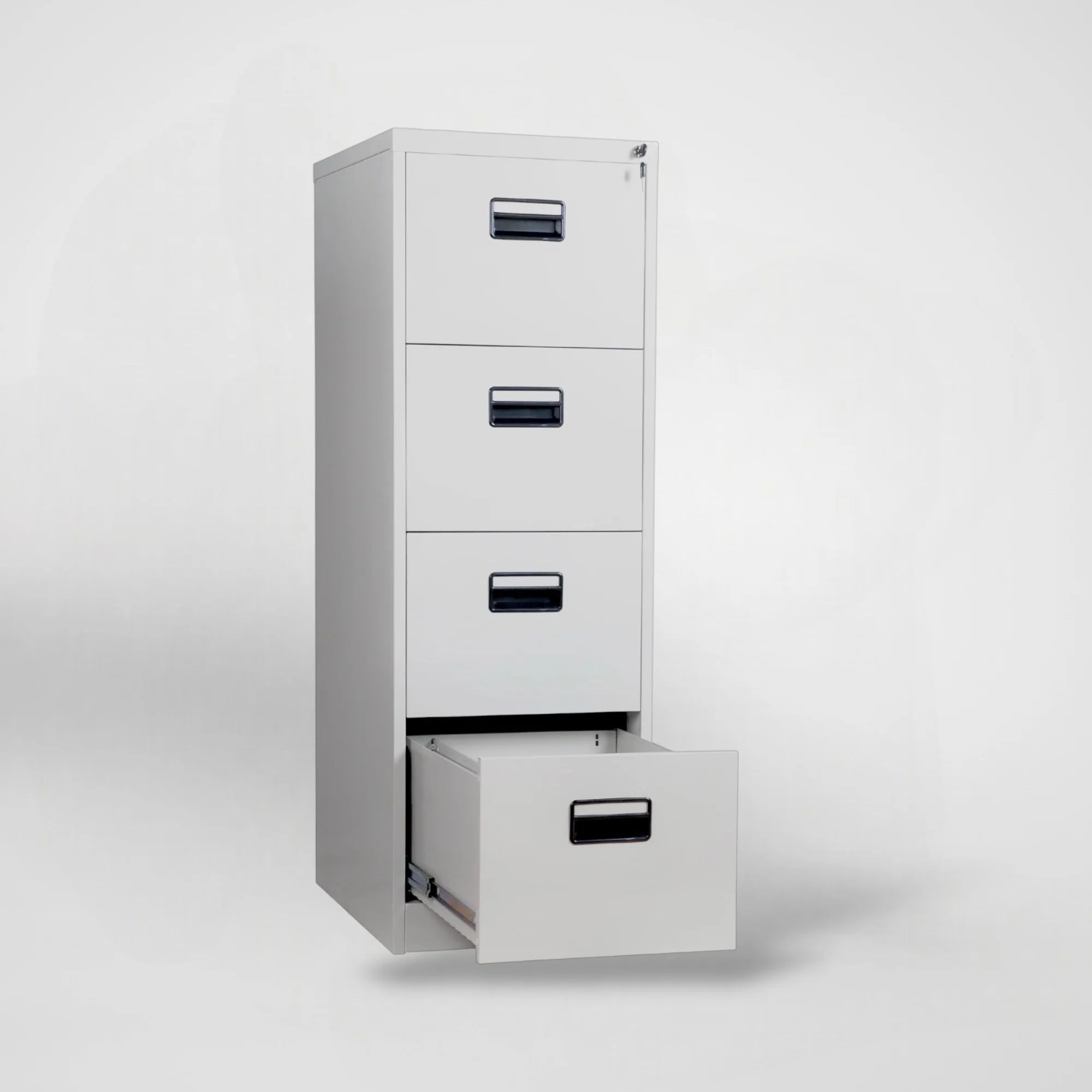 Archivero Vertical iOffice, 4 Cajones, Acero, Color gris claro, Cerradura con 2 llaves.