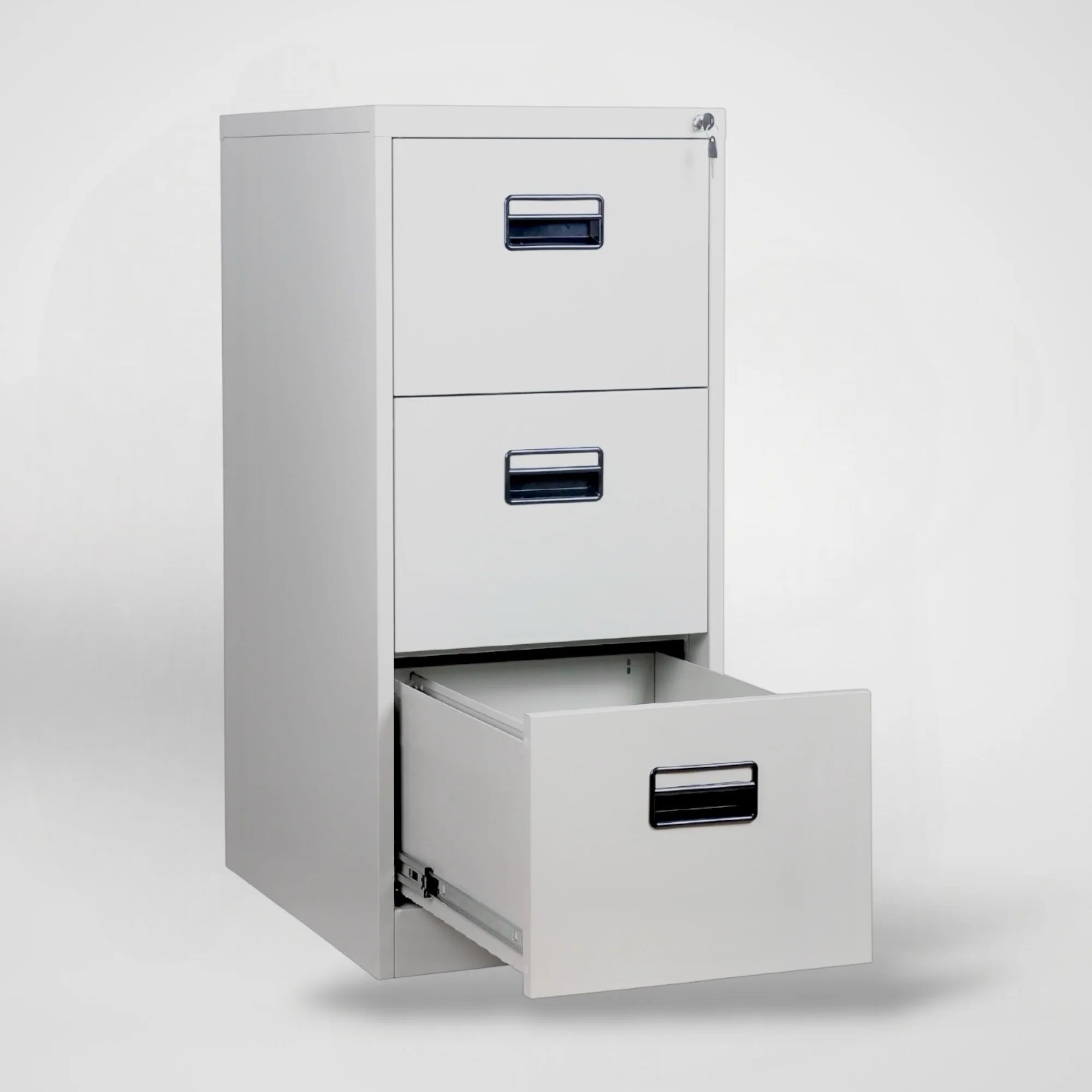 Archivero Vertical iOffice, 3 Cajones, Acero, Color gris claro, Cerradura con 2 llaves.