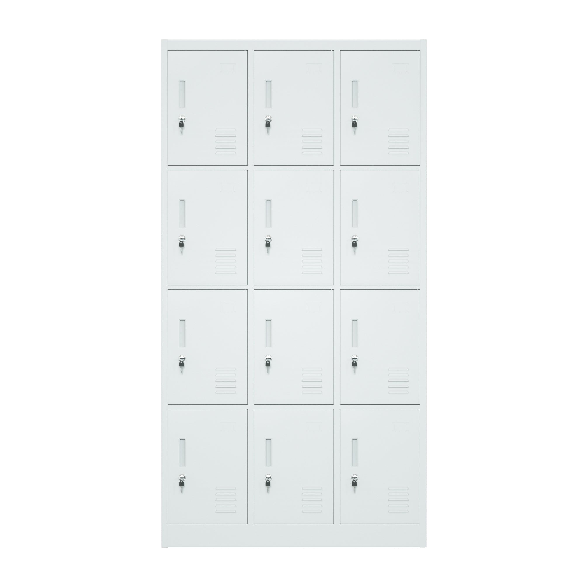 Casillero Metálico (Locker) iOffice, 12 Puertas, Acero, Color gris Claro, Ventilación + Porta tarjeta.