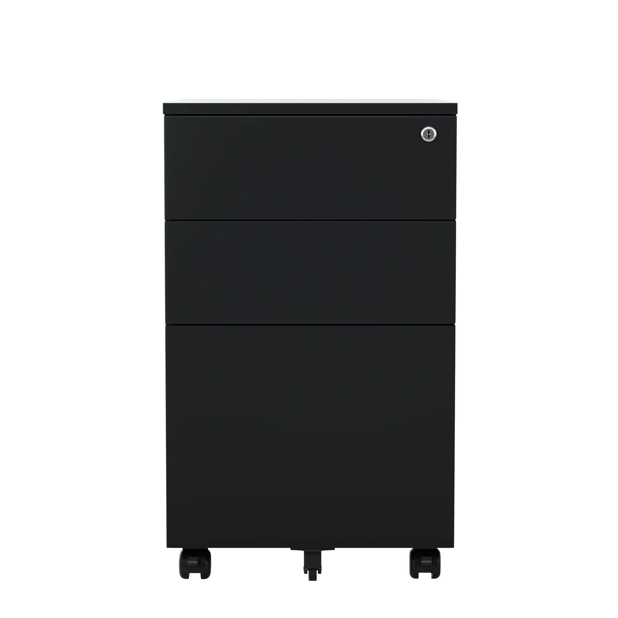 Archivador Móvil iOffice (Gavetero) 3 Gavetas, Acero, 1 cerradura, 2 llaves, Color negro.
