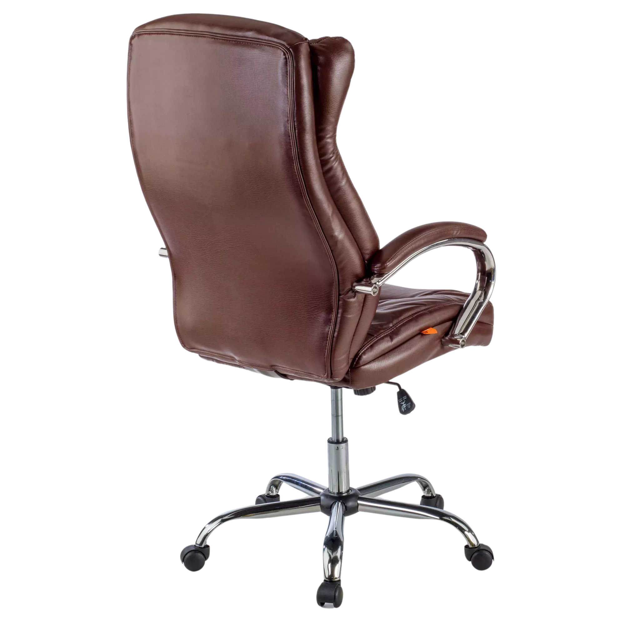 Silla SIT ejecutiva de respaldo alto mecanismo, base y apoyabrazos cromados, color marrón