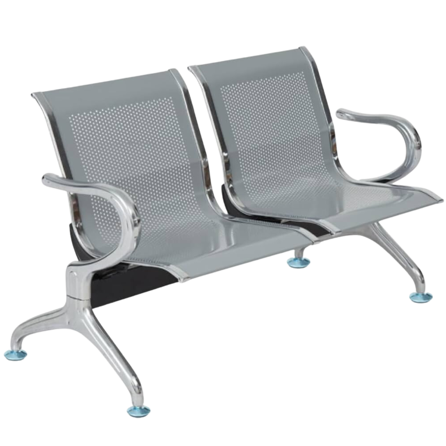 Silla de espera SIT 2 asientos con brazos, cromado color gris.