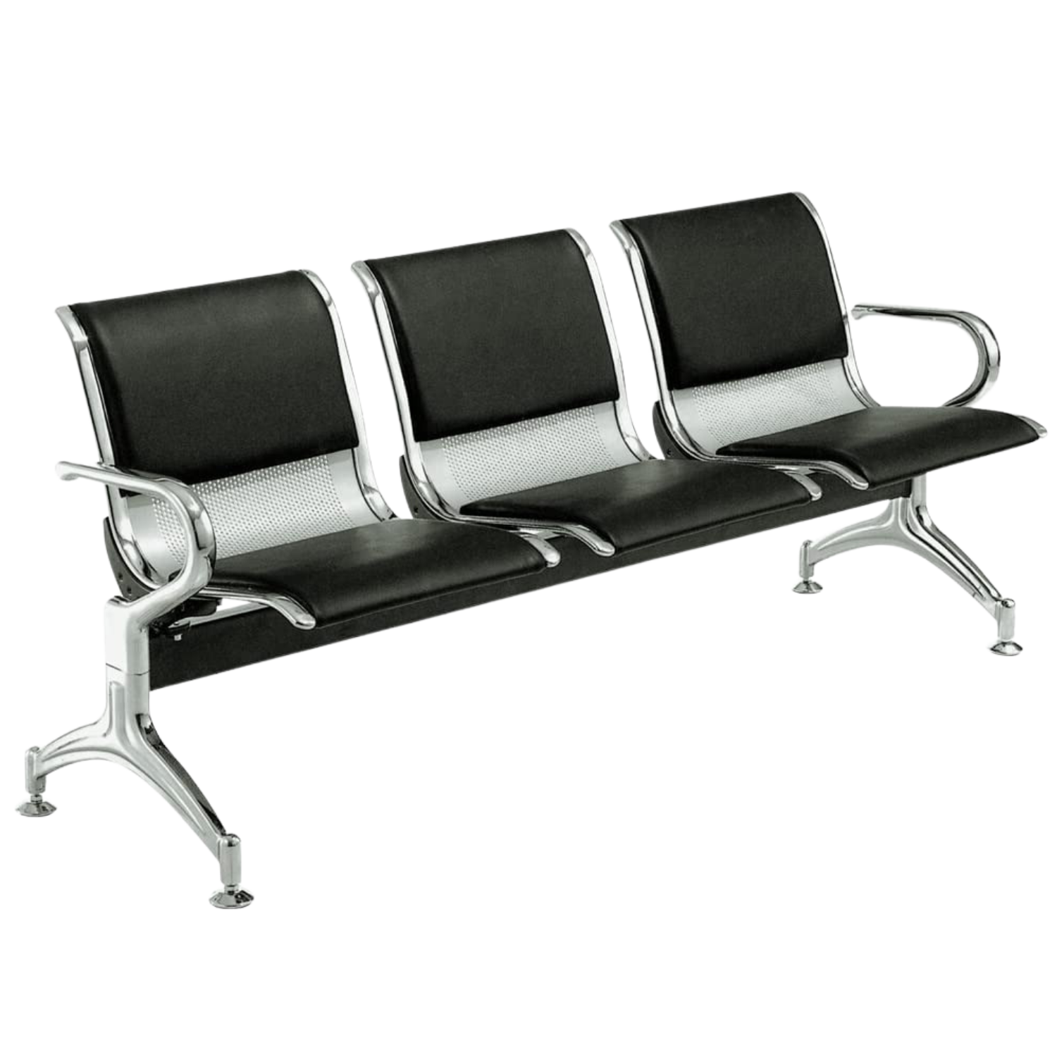 Silla SIT de 3 Asientos con Cojín para sala de Espera con brazo. Color Gris y Negro.