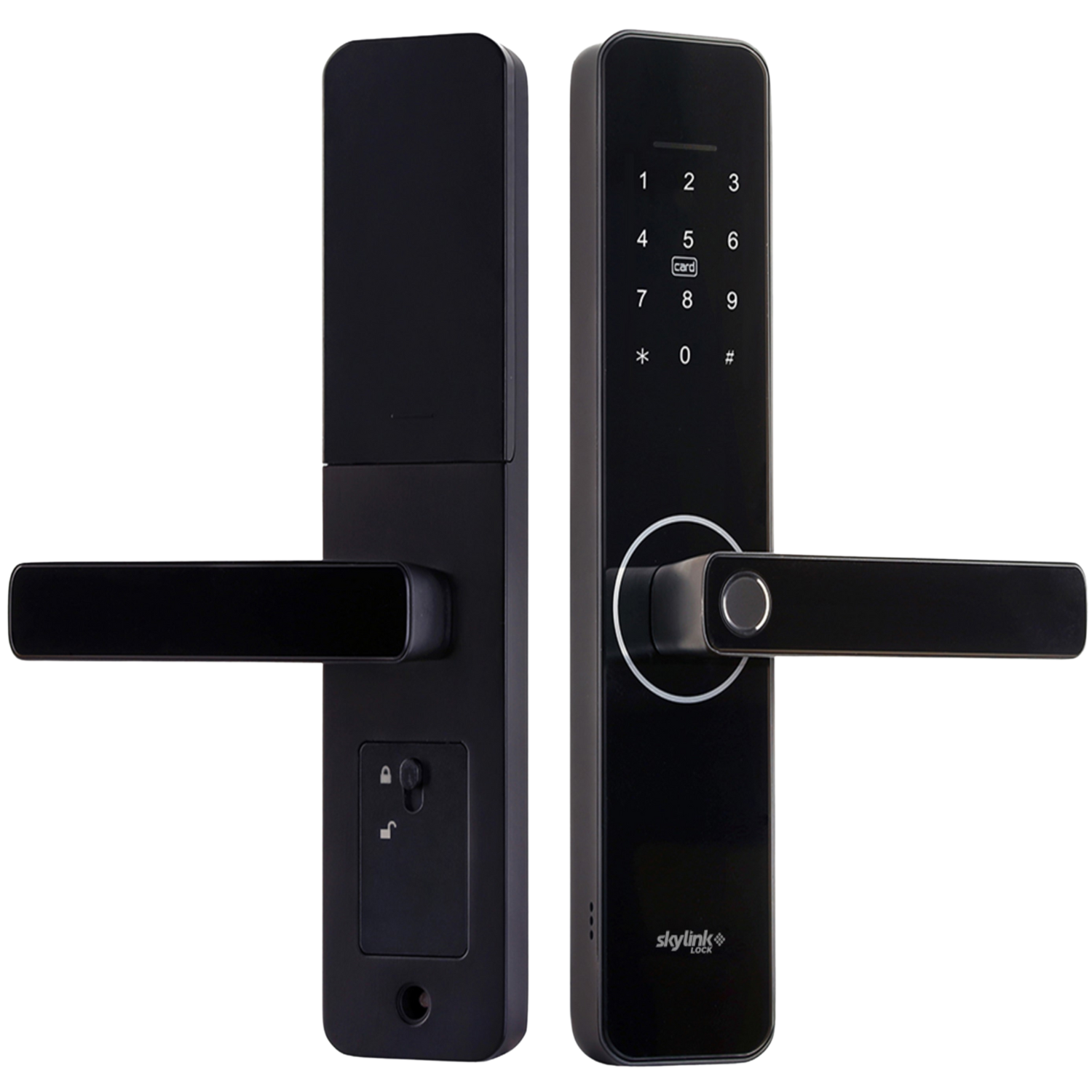 CERRADURA SKYLINK WIFI TUYA APP, COLOR NEGRO HUELLA / TARJETA /CODIGO / 5050 o PESTILLO UNICO/ USO INTERIOR