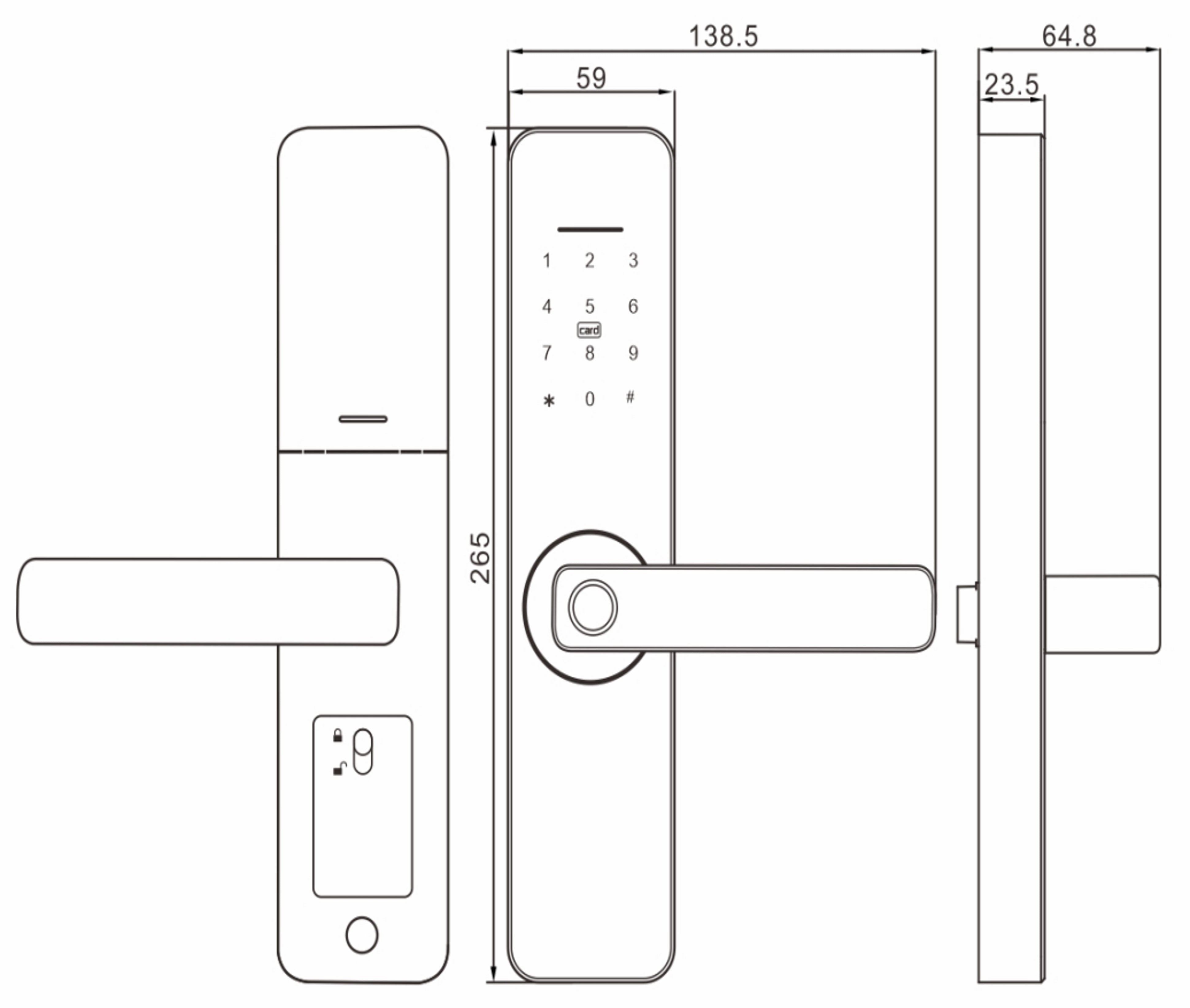 CERRADURA SKYLINK WIFI TUYA APP, COLOR NEGRO HUELLA / TARJETA /CODIGO / 5050 o PESTILLO UNICO/ USO INTERIOR