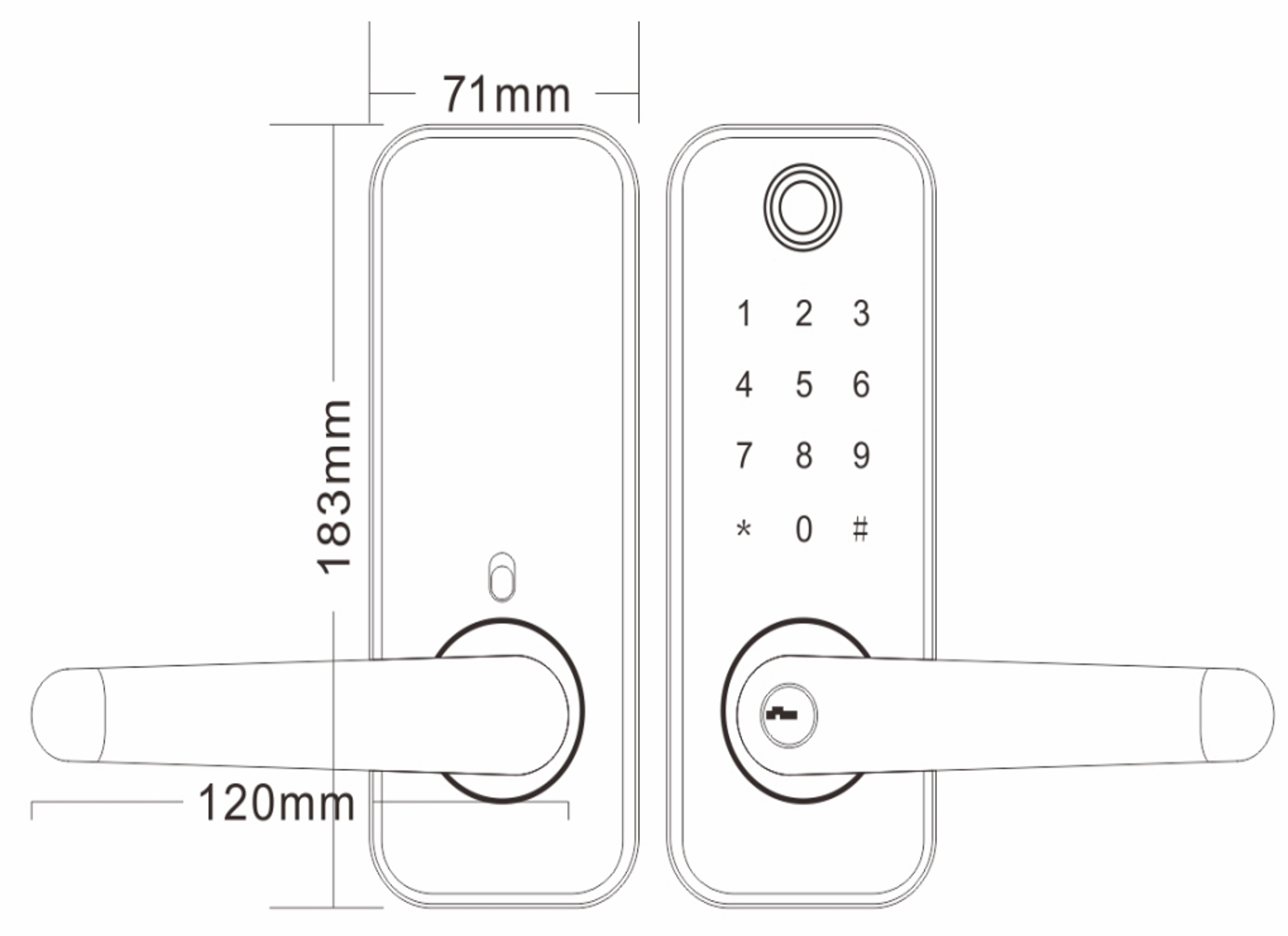 CERRADURA SKYLINK WIFI TUYA APP COLOR NEGRO HUELLA,TARJETA,CODIGO, LLAVE PESTILLO UNICO USO INTERIOR