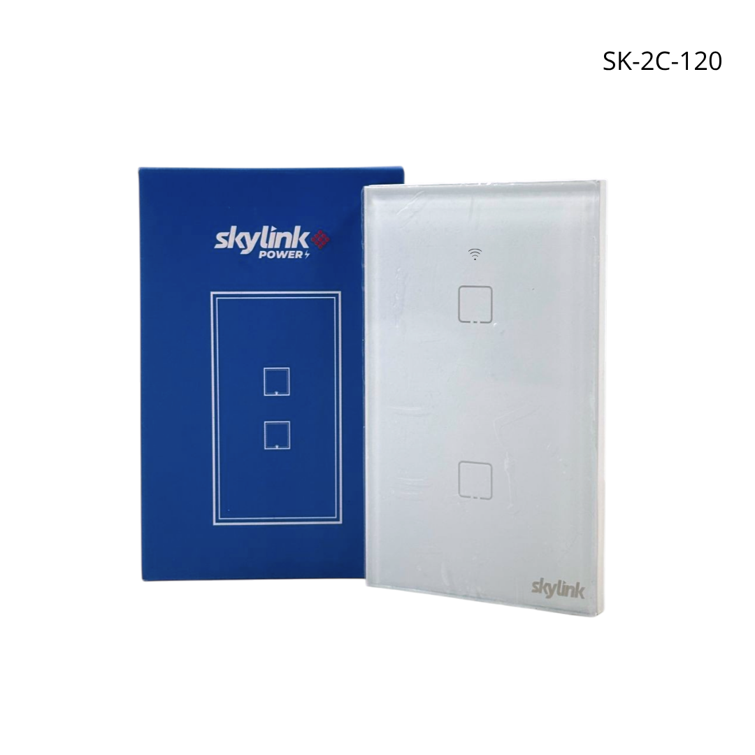 Interruptor SKYLINK wifi de pared, blanco, 1, 2 o 3 canales 120 V no neutro, TUYA app | SK-1C-120 / SK-2C-120 / SK-3C-120