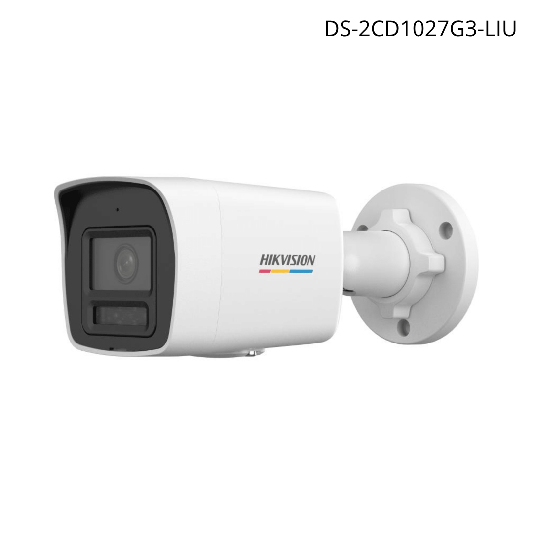 Cámara IP HIKVISION bala de 2 mp ColorVu 3.0, IR luz blanca 30 mts, audio 2.8 mm IP67 | DS-2CD1027G3-LIU