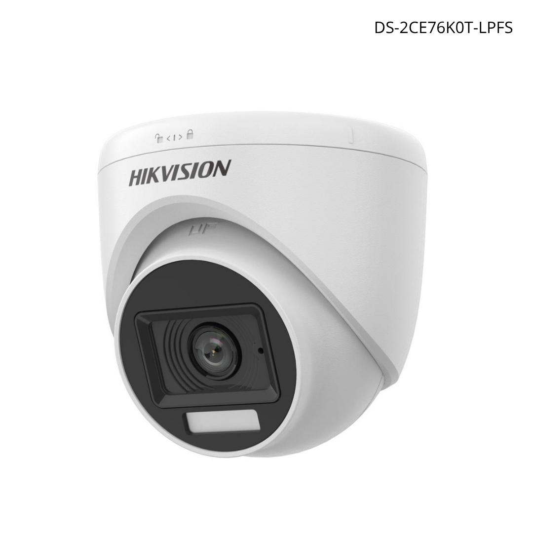 Cámara TurboHD HIKVISION domo 3K HÍBRIDA ColorVu 20 m, lente 2.8 mm, IP67, micrófono, plástico | DS-2CE76K0T-LPFS