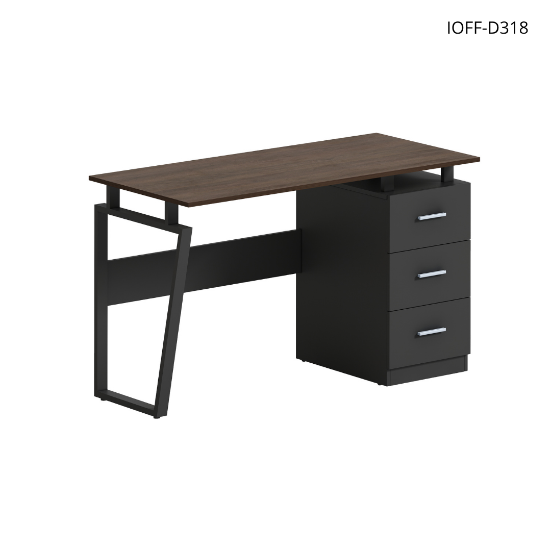 Escritorio ioffice para oficina fabricado en MFC de 15 mm, estructura metálica resistente con 3 gavetas | IOFF-D318