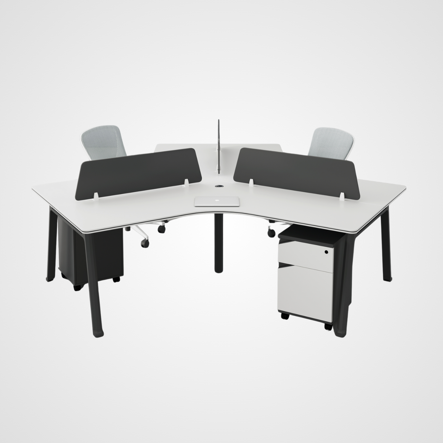 ESTACION DE TRABAJO SIT (WORKSTATION) 3 MODULOS, 2 GAVETAS, PANEL PRIVADO, PASACABLE, BLANCO/GRIS