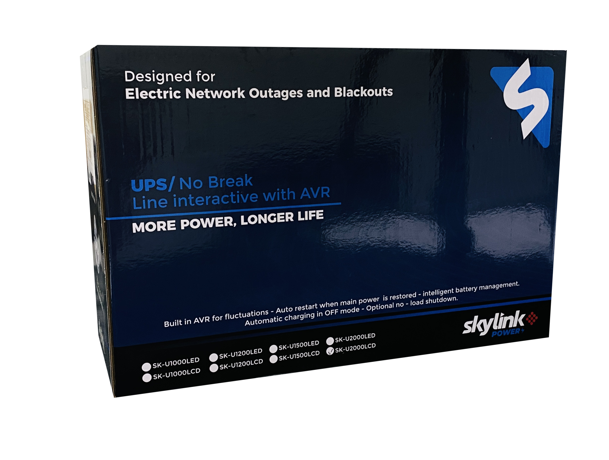 UPS Skylink de 2000VA/1200W, Línea Interactiva, LCD, 120 VCA, regulador de Voltaje.