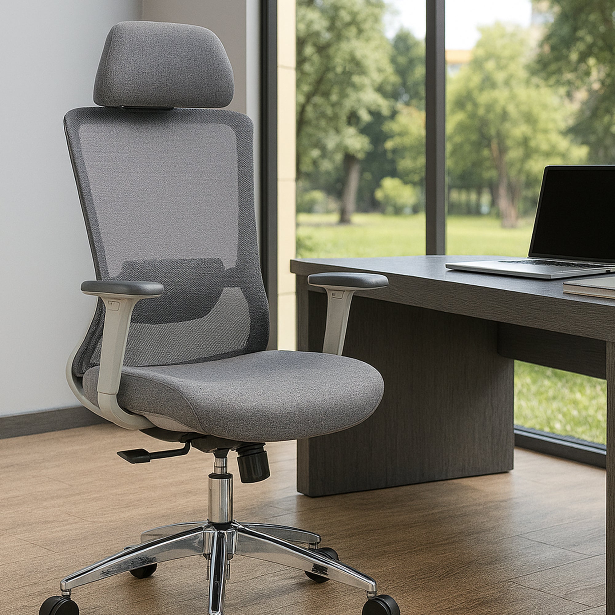 Silla SIT ejecutiva de oficina 300 lb, en color negro o gris nylon, poliéster, transpirable, tela | SIT-8322H-BK | SIT-8322H-GR