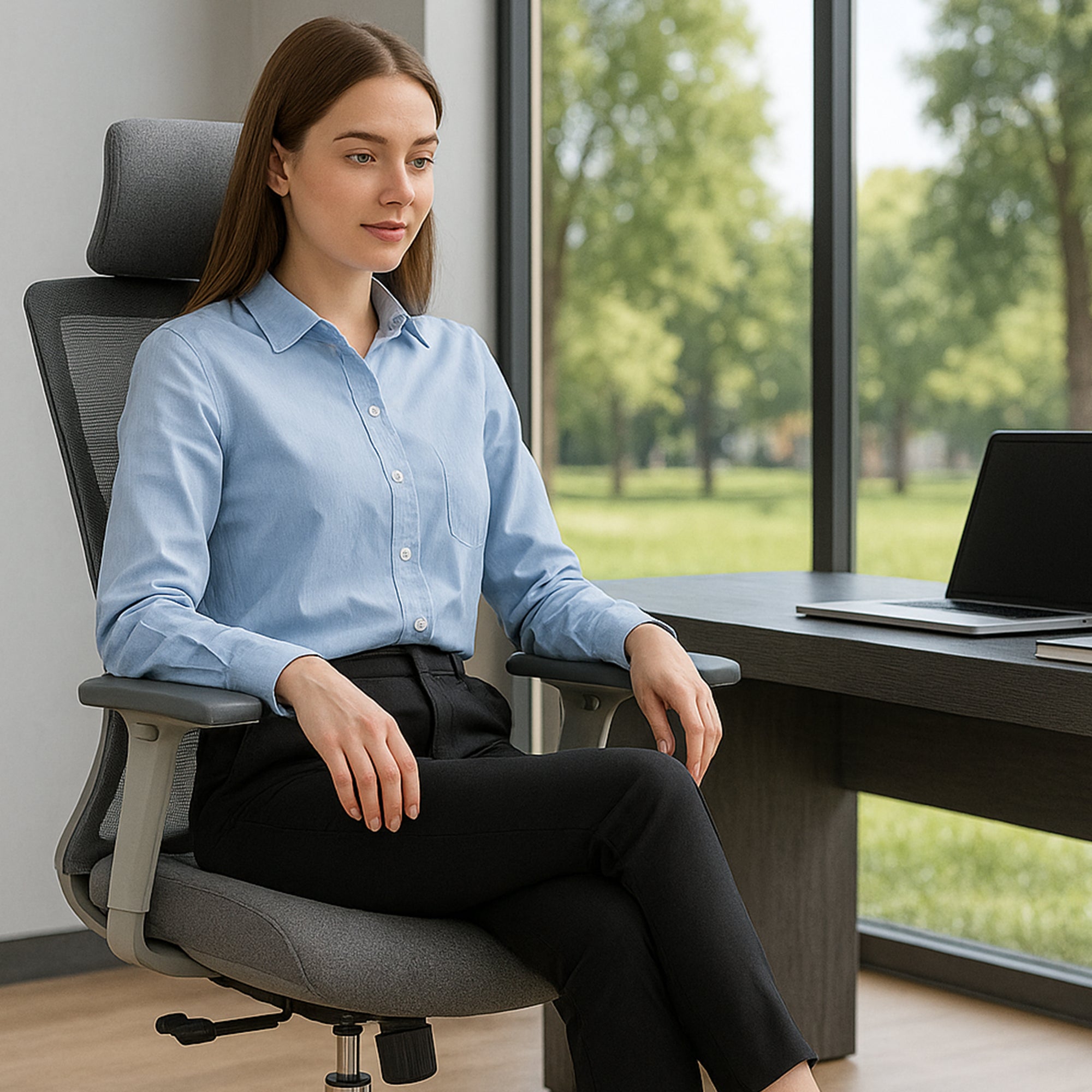 Silla SIT ejecutiva de oficina 300 lb, en color negro o gris nylon, poliéster, transpirable, tela | SIT-8322H-BK | SIT-8322H-GR