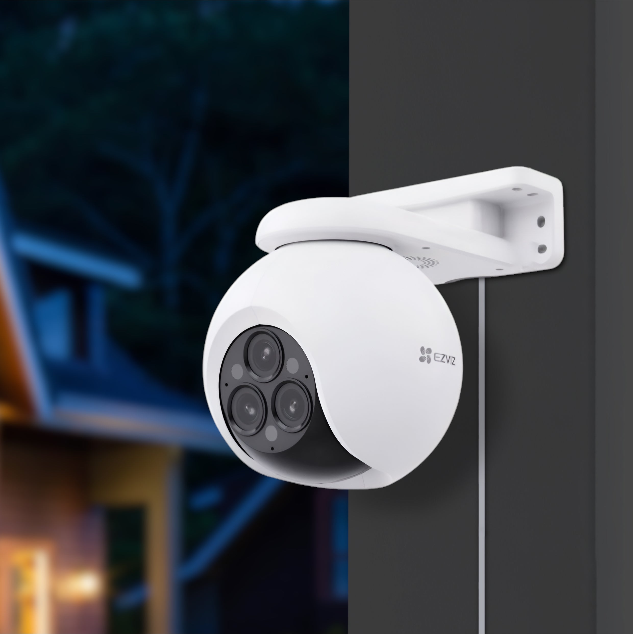 Cámara EZVIZ Wifi, 3 lentes de 5MP, 15MP en total, Zoom 12X, 360°, Vision a color, IP67, Sirena, Audio 2 vías.