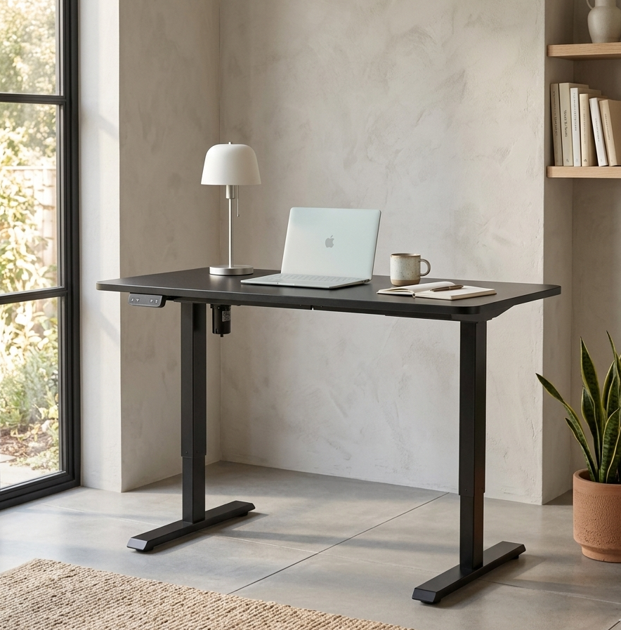 Mesa de trabajo SIT color negra o blanca ajustable eléctrica 120W x 60D x 75–120H cm. SIT-DELECTBK/ SIT-DELECW