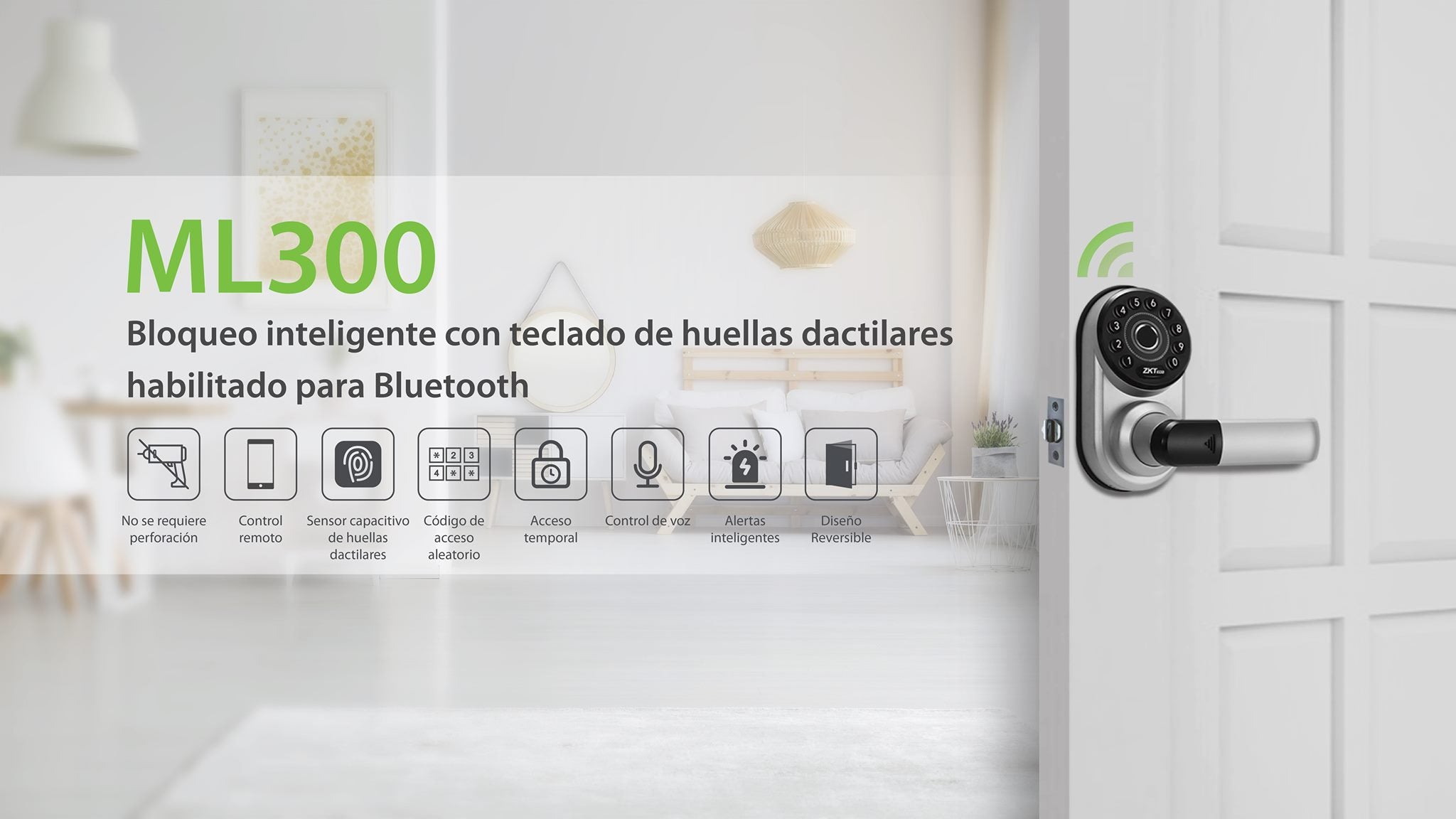 Cerradura Digital ZkTeco / Teclado / Comunicación Bluetooth / Huella.