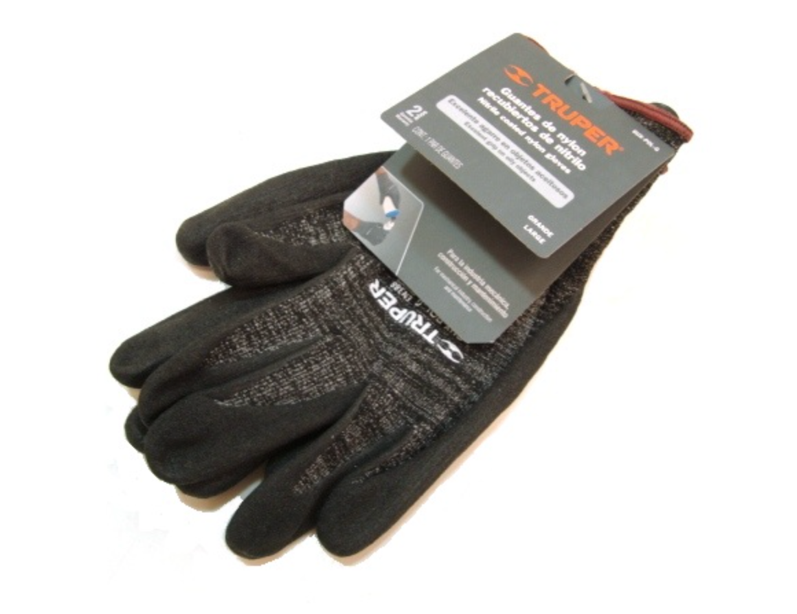 Guantes Truper de Hule Talla L para metal mecánica.