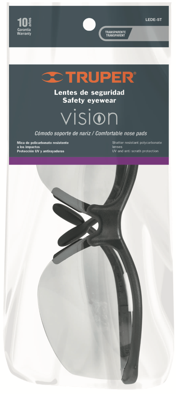 Anteojos de Seguridad Truper / Visión Transparente / Ajustable.