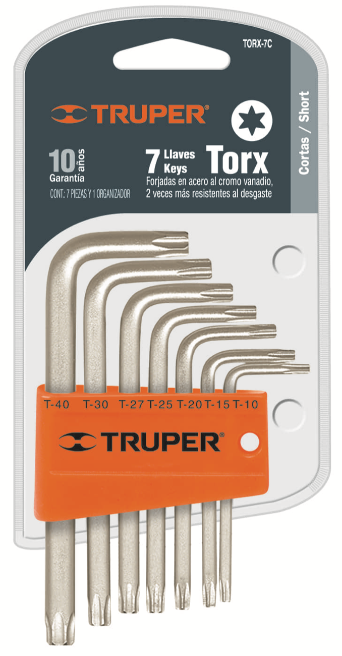 Llaves Torx Truper / 7 Piezas / T10-T40 / Tipo L.