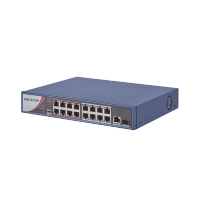 Switch POE Hikvision / 250Mts / 16 puertos / 10/100 Mbps / Larga Distancia.