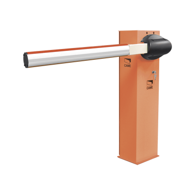 Kit de barrera vehicular CAME / Gabinete Naranja / Incluye Mástil de 4 Mts sin iluminación