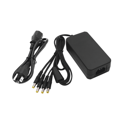 Transformador Epcom de 5 amp, 4 salidas para cámara, 12 VCC, 100-240 V.