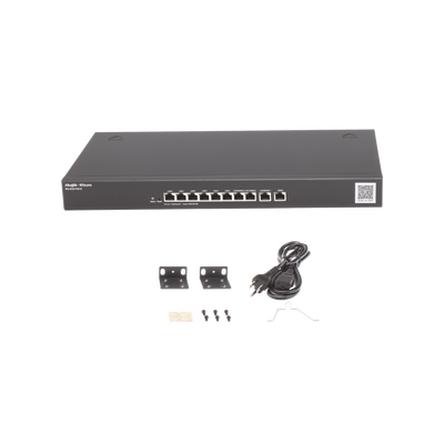 Router Ruijie Administrable Cloud 10 Puertos Gigabit hasta 200 clientes con desempeño de 1Gbps.