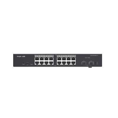 Switch Ruijie Administrable 16 Puertos Gigabit PoE 802.3af/at + 2 SFP 240W.