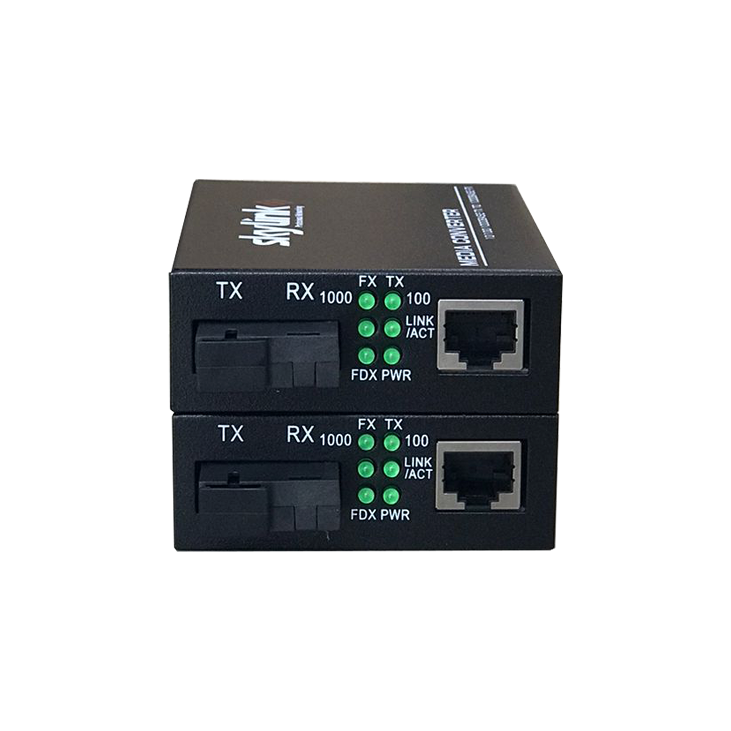 Media Converter Skylink TX/RX / Puerto Ethernet / 20KM / 10/100/1000 Mbps.
