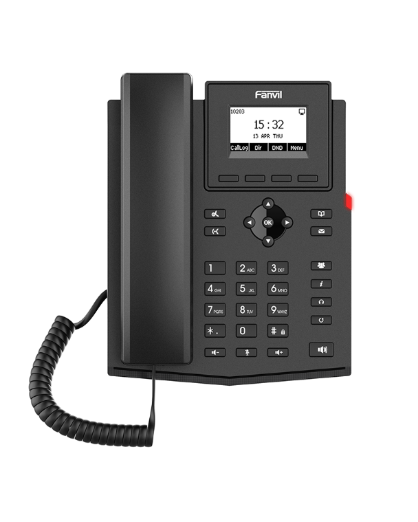 Teléfono IP Wifi Empresarial Fanvil, 2 Líneas SIP, Pantalla LCD 2.4in, 1000 Registros, Cancelación de ECO, POE.
