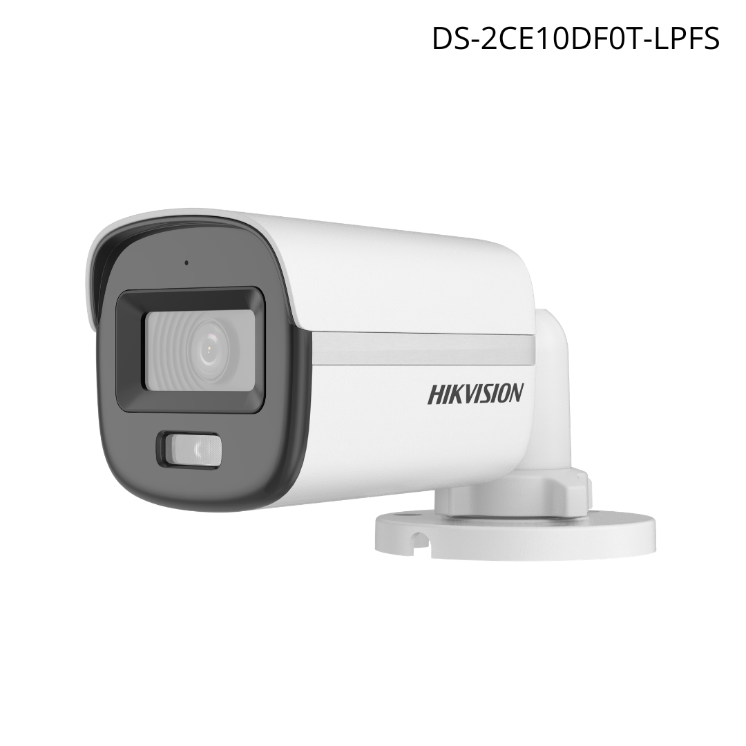 Cámara HIKVISION mini bala 2 mp lente 2.8 mm micrófono, color 24/7 luz blanca 20 m IP67 DS-2CE10DF0T-LPFS