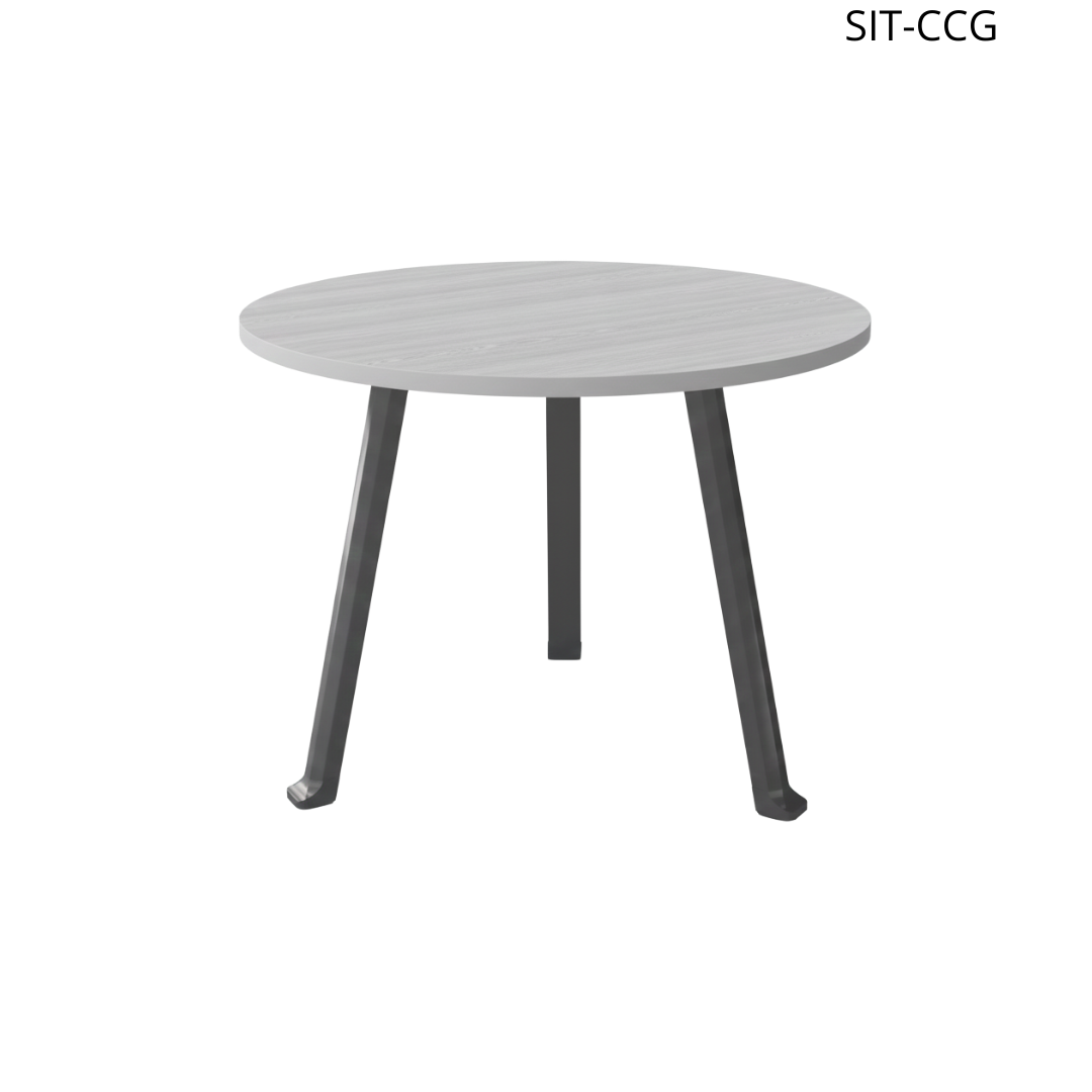 Mesa de Conferencia SIT, Circular, Base de acero. Color Gris y Blanco. 1200*750.