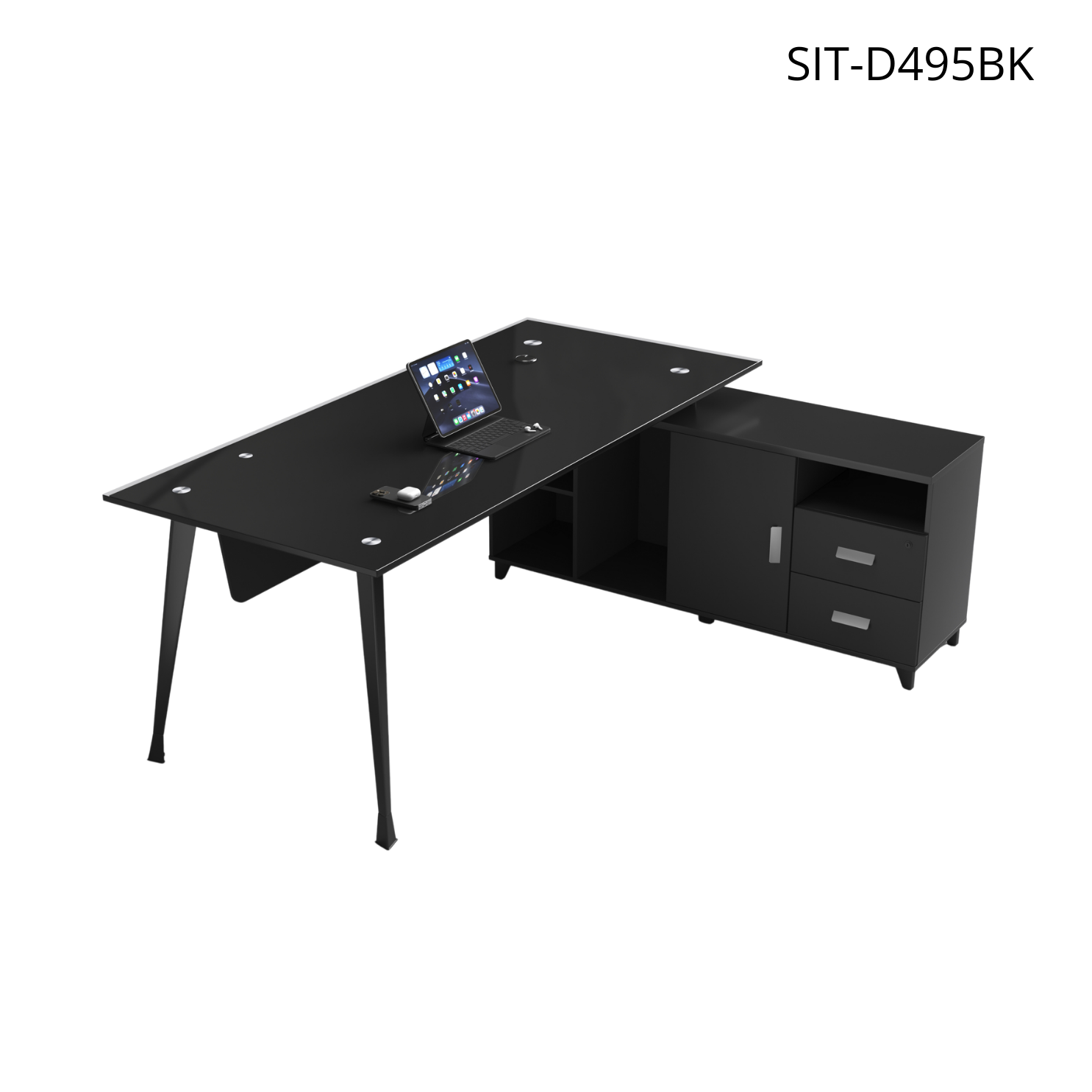 Escritorio SIT vidrio templado melamina negro medidas 160 x 80 x 75 cm SIT-D495BK