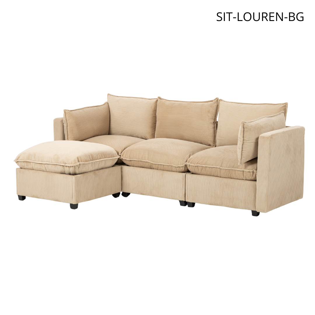 Sofá SIT Louren foam de alta densidad color beige, negro, gris / medida 212 x 155 x 68/84 cm / SIT-LOUREN