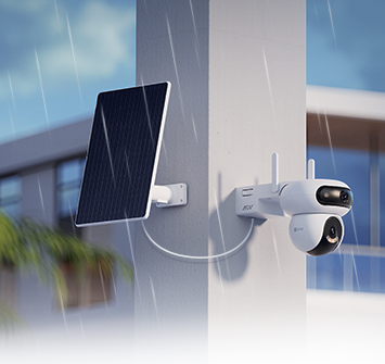Kit Cámara + panel ezviz panorámica doble lente 4mp + 4 mp, IP67, PT-360, visión nocturna color