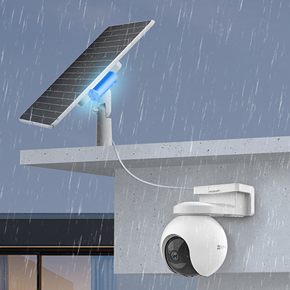 Panel Solar EZVIZ con Batería, Potencia de carga 12 watts, 6.5H de carga, Montaje en pared, IP67.